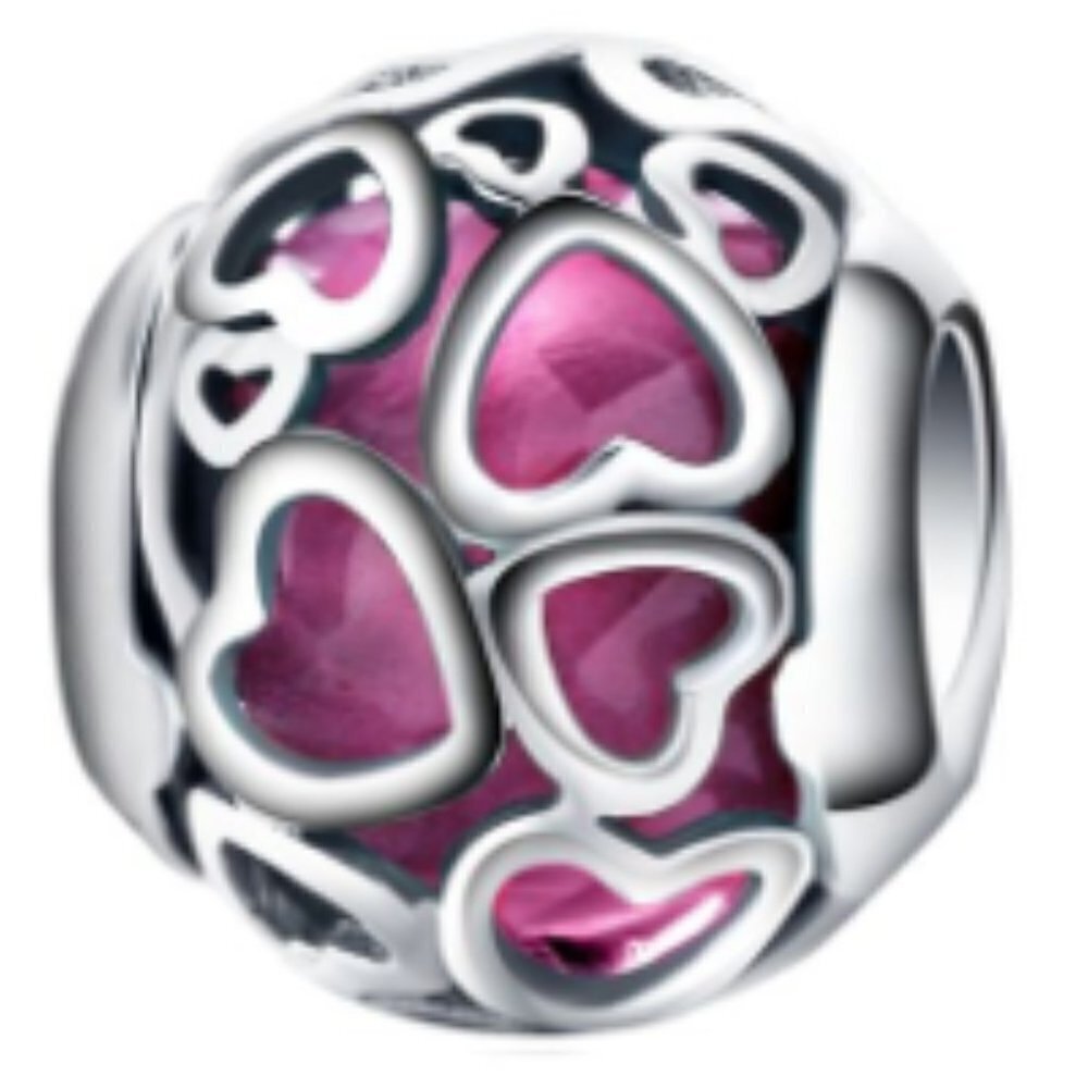 Sterling Silver Openwork Hearts Charm